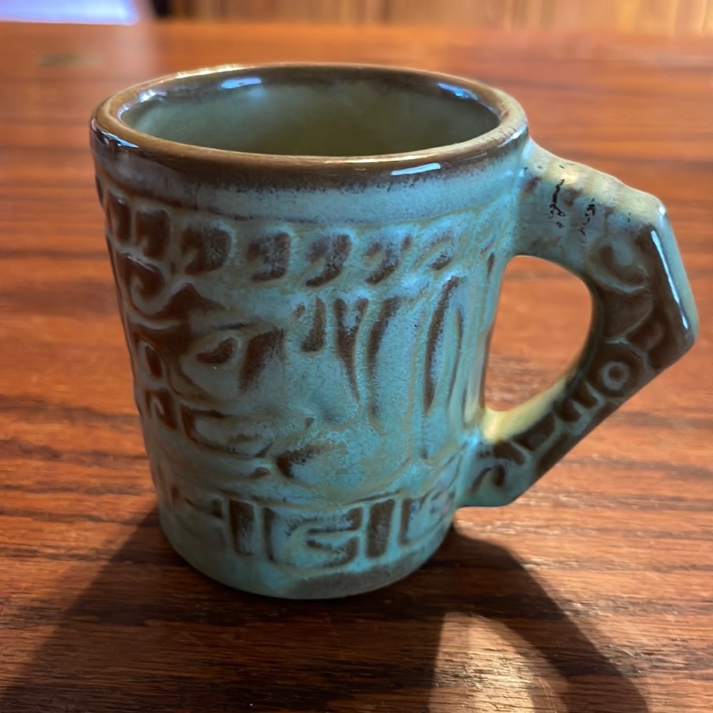Frankoma 7CL Pottery Coffee Mug Aztec Mayan